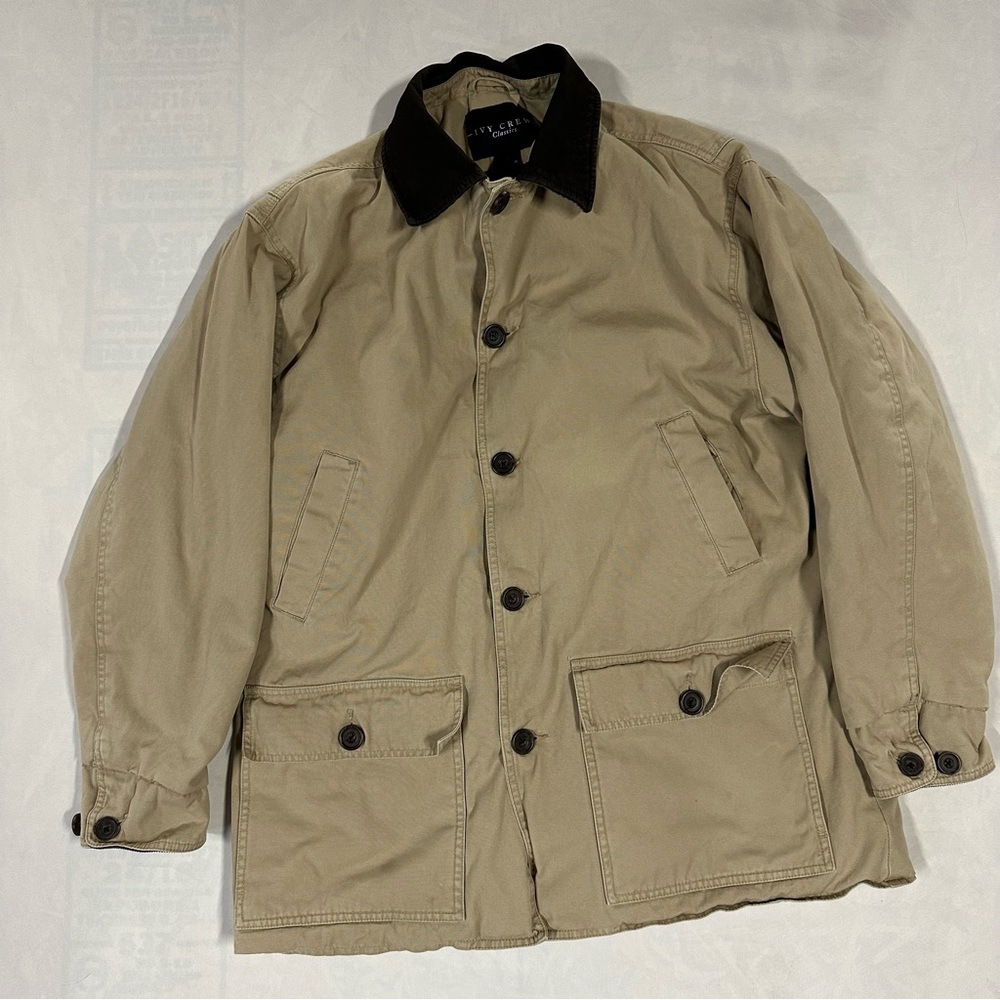 VTG Ivy Crew Classics Barn Coat Tan Canvas Plaid QuiltedFlannel Lined Men medium